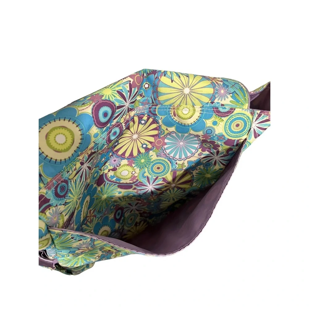JU JU BE LARGE LAVENDER & GREEN FLORAL DIAPER CARRY BAG